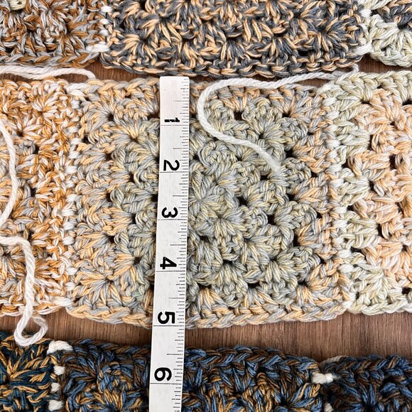 Blue Tan Crochet Quilt Fiber Yarn and Square Starter Lot - Picture 15 of 16